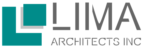 Logo for Lima Architects Inc. featuring stylized teal and gray "L" shapes on the left and the company name in gray text on the right.